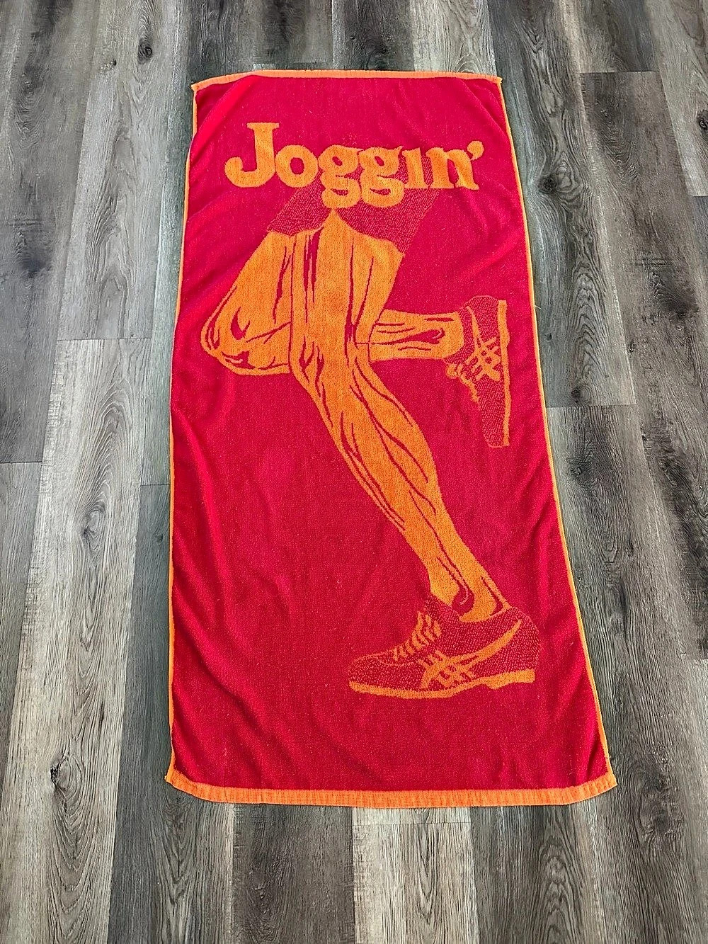 Vintage 70s Gindi International Ocean Tide “Joggin” Beach Towel 100% Cotton Retr